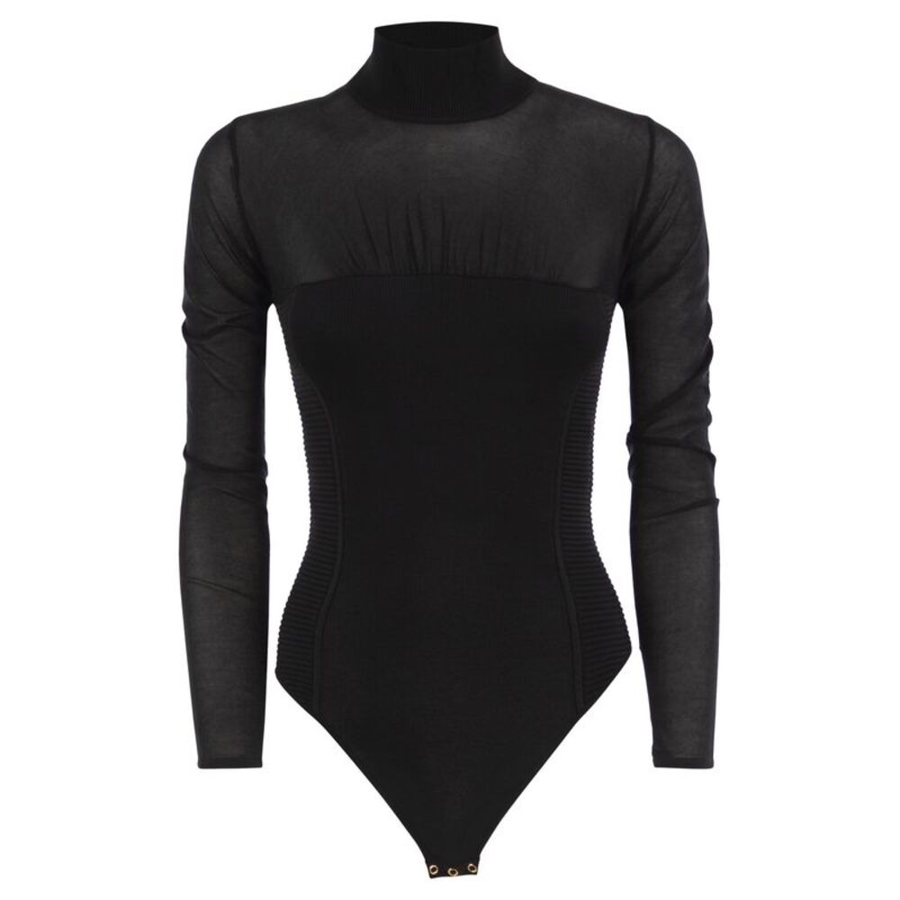 Elisabetta Franchi Women Roll-Neck Bodysuit With Sheer Inserts